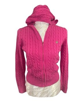 Lilly Pulitzer Bright Pink Cable Knit Zip-Up Hoodie